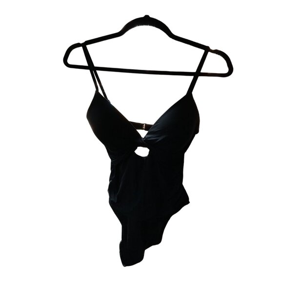 NWT La Blanca Black Push-Up One Piece Swimsuit Cutout & Adjustable Straps Sz 12 - Picture 4 of 12